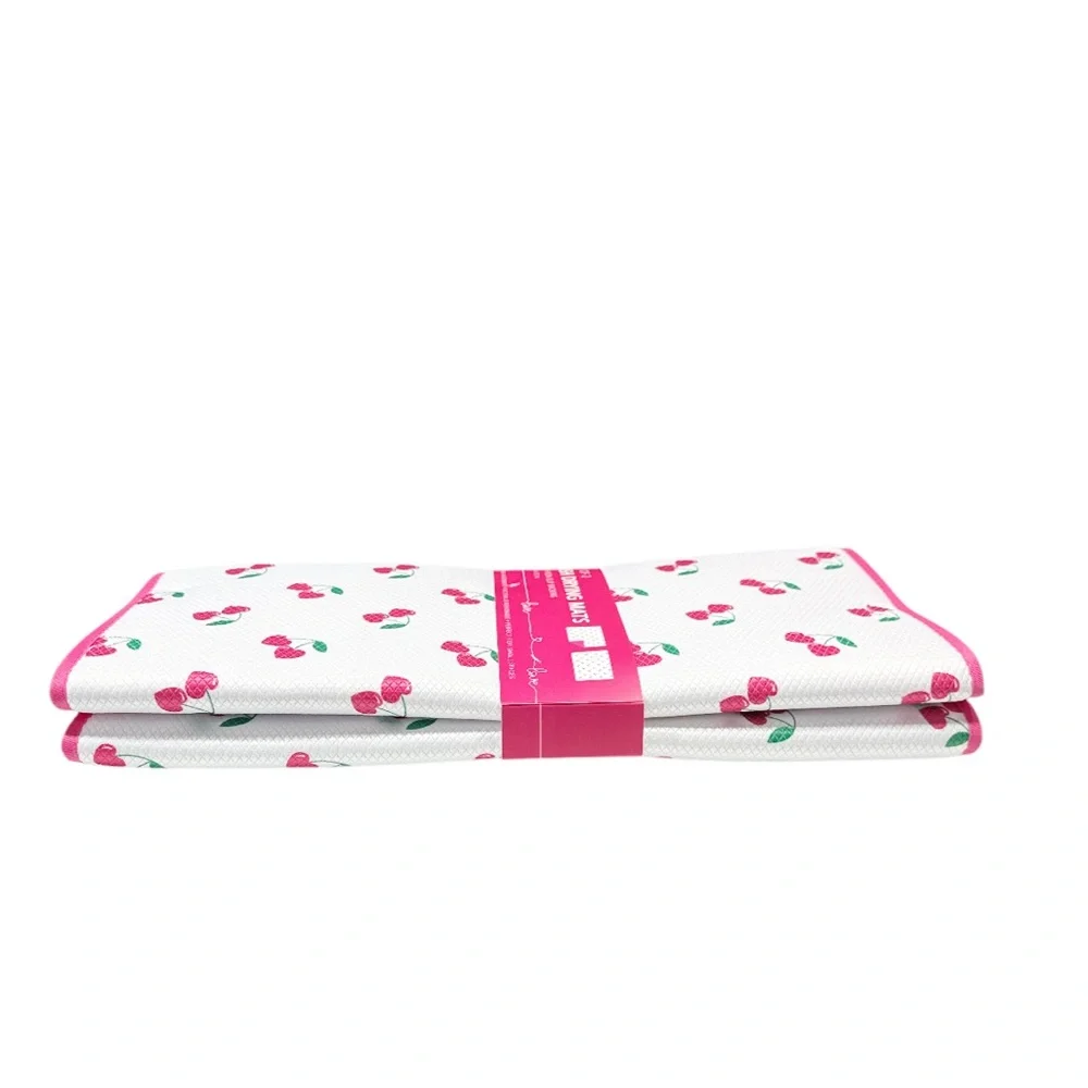 NEW Envogue VALENTINE HEART SHAPED CHERRY Dish Drying Mat Set/2